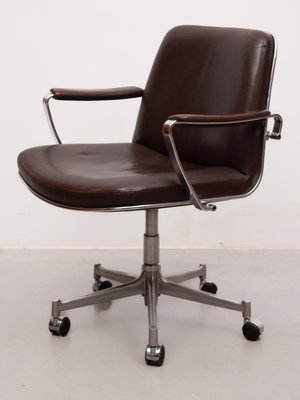 Exclusive Desk Chair in Brown Leather by Jørgen Kastholm & Preben Fabricius for Kill International, 1970s-KL-2022219