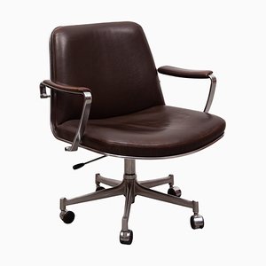 Exclusive Desk Chair in Brown Leather by Jørgen Kastholm & Preben Fabricius for Kill International, 1970s-KL-2022219