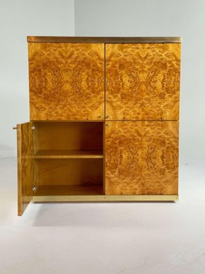 Exclusive Lacquered Burlwood and Brass Bar Cabinet, 1970s-GNW-2041610