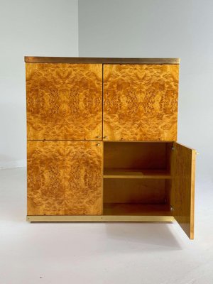 Exclusive Lacquered Burlwood and Brass Bar Cabinet, 1970s-GNW-2041610