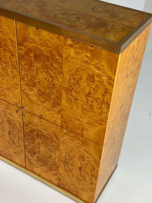 Exclusive Lacquered Burlwood and Brass Bar Cabinet, 1970s-GNW-2041610