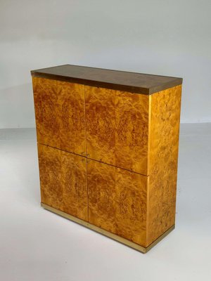 Exclusive Lacquered Burlwood and Brass Bar Cabinet, 1970s-GNW-2041610