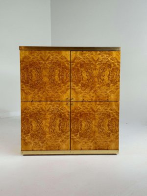 Exclusive Lacquered Burlwood and Brass Bar Cabinet, 1970s-GNW-2041610