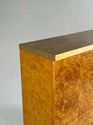 Exclusive Lacquered Burlwood and Brass Bar Cabinet, 1970s-GNW-2041610