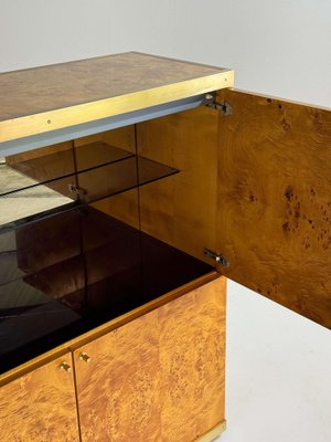 Exclusive Lacquered Burlwood and Brass Bar Cabinet, 1970s-GNW-2041610