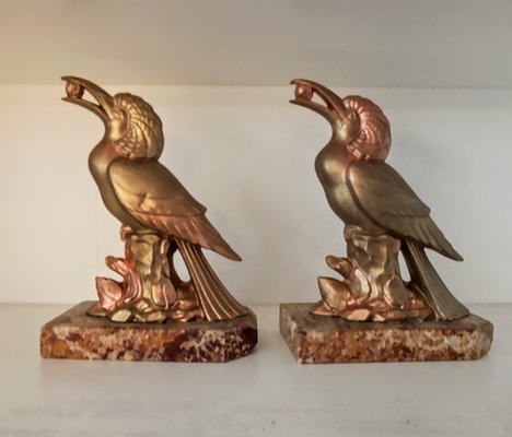 Exotic Bird Bookends, France, 1920s, Set of 2-AOU-1426229