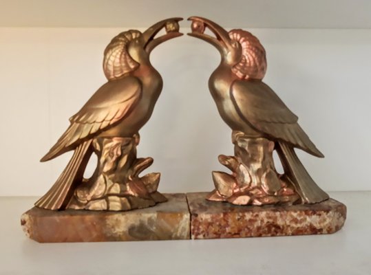 Exotic Bird Bookends, France, 1920s, Set of 2-AOU-1426229