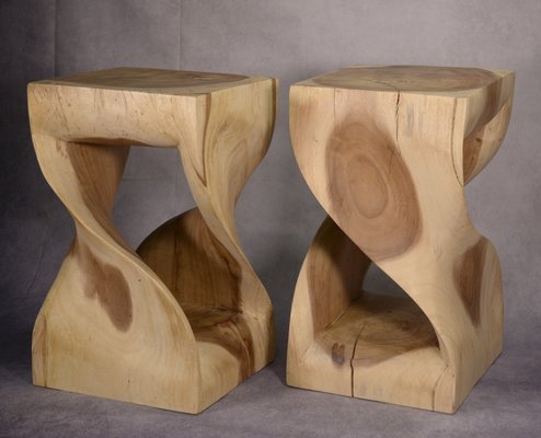 Exotic Wood Stools Comme Chez You Art, Set of 2-NEN-2035989