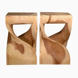 Exotic Wood Stools Comme Chez You Art, Set of 2-NEN-2035989