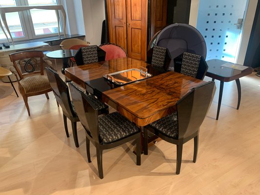 Expandable Art Deco Dining Table, Walnut Veneer, France, 1930-NNB-1071405