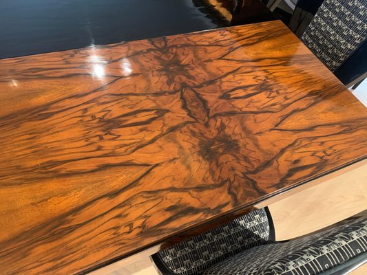 Expandable Art Deco Dining Table, Walnut Veneer, France, 1930-NNB-1071405