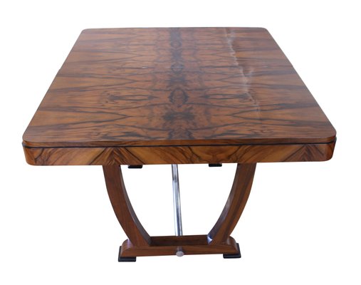 Expandable Art Deco Dining Table, Walnut Veneer, France, 1930-NNB-1071405