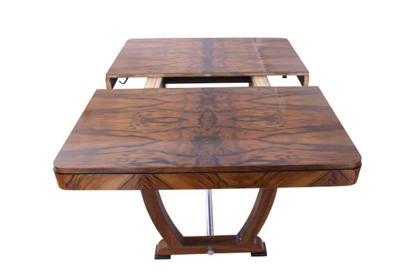 Expandable Art Deco Dining Table, Walnut Veneer, France, 1930-NNB-1071405