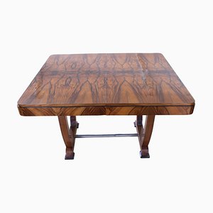 Expandable Art Deco Dining Table, Walnut Veneer, France, 1930-NNB-1071405