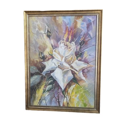 Explosion of Colors on a Flower, 1960s, Oil & Acrylic, Framed-TCS-2017145