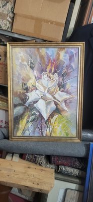 Explosion of Colors on a Flower, 1960s, Oil & Acrylic, Framed-TCS-2017145