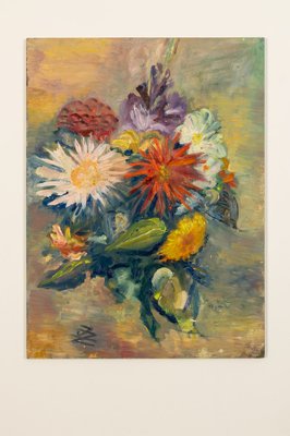 Expressionist Artist, Summer Bouquet, 1960s, Oil on Plate, Framed-GPP-1029315