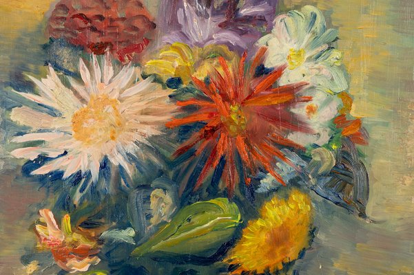 Expressionist Artist, Summer Bouquet, 1960s, Oil on Plate, Framed-GPP-1029315