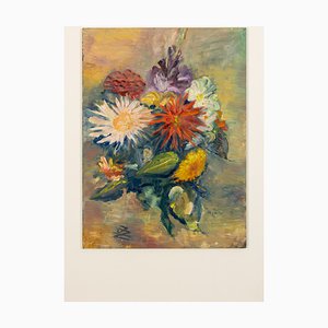 Expressionist Artist, Summer Bouquet, 1960s, Oil on Plate, Framed-GPP-1029315