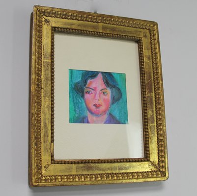 Expressionist Portrait of Woman, Early 20th Century, Wax, Framed-NE-1364664