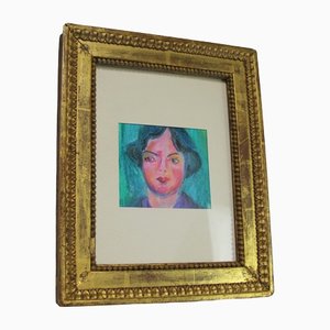 Expressionist Portrait of Woman, Early 20th Century, Wax, Framed-NE-1364664