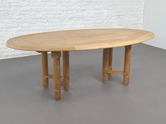 Extendable and Oval Oak Dining Table by Guillerme & Chambron for Votre Maison, 1960s-EBV-2032115