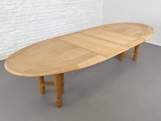 Extendable and Oval Oak Dining Table by Guillerme & Chambron for Votre Maison, 1960s-EBV-2032115