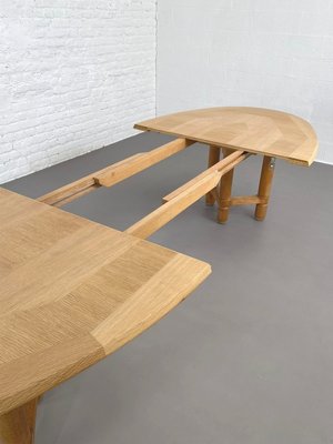 Extendable and Oval Oak Dining Table by Guillerme & Chambron for Votre Maison, 1960s-EBV-2032115