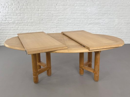 Extendable and Oval Oak Dining Table by Guillerme & Chambron for Votre Maison, 1960s-EBV-2032115