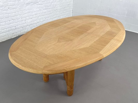 Extendable and Oval Oak Dining Table by Guillerme & Chambron for Votre Maison, 1960s-EBV-2032115