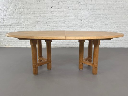 Extendable and Oval Oak Dining Table by Guillerme & Chambron for Votre Maison, 1960s-EBV-2032115