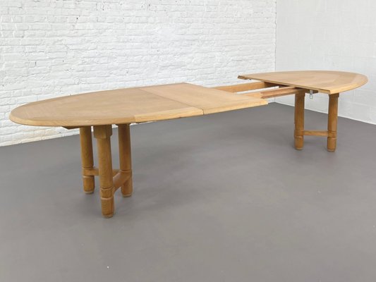 Extendable and Oval Oak Dining Table by Guillerme & Chambron for Votre Maison, 1960s-EBV-2032115