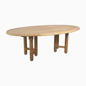 Extendable and Oval Oak Dining Table by Guillerme & Chambron for Votre Maison, 1960s-EBV-2032115