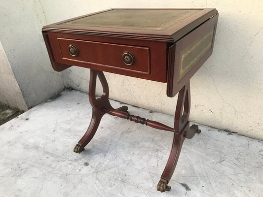 Extendable Coffee Table with Drawer and Leather Top, 1950s-WQQ-1177323