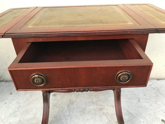 Extendable Coffee Table with Drawer and Leather Top, 1950s-WQQ-1177323