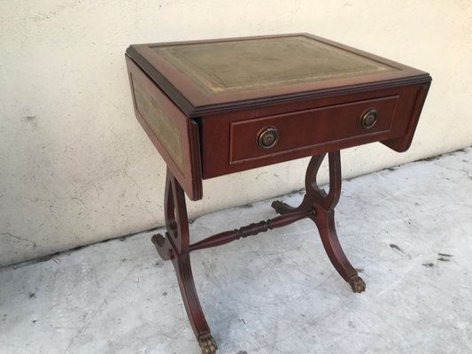 Extendable Coffee Table with Drawer and Leather Top, 1950s-WQQ-1177323