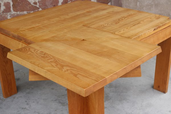 Extendable Dining Table in Oak by Alain Marcoz, France, 1950s-WEQ-1312054