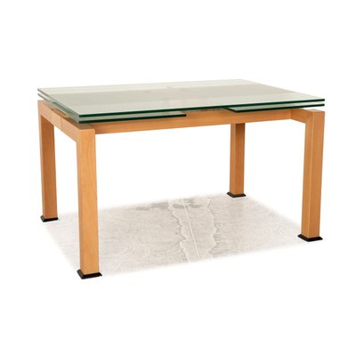 Extendable Dining Table in Wood with Glass Top from Bacher-RQW-1748110