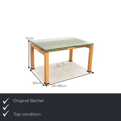 Extendable Dining Table in Wood with Glass Top from Bacher-RQW-1748110