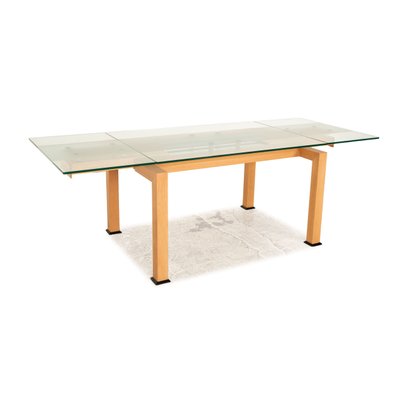 Extendable Dining Table in Wood with Glass Top from Bacher-RQW-1748110