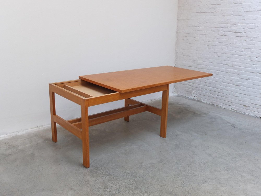 Extendable N-Line Dining Table in Oak by Gebroeders Neirinck, 1968