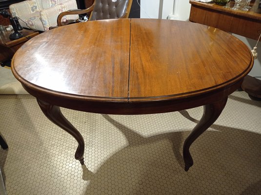 Extendable Oval Table in Mahogany with Legs in Cabriolè by Luigi Filippo-ZFY-1153189