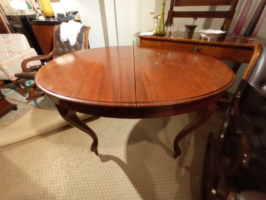 Extendable Oval Table in Mahogany with Legs in Cabriolè by Luigi Filippo-ZFY-1153189