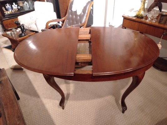 Extendable Oval Table in Mahogany with Legs in Cabriolè by Luigi Filippo-ZFY-1153189