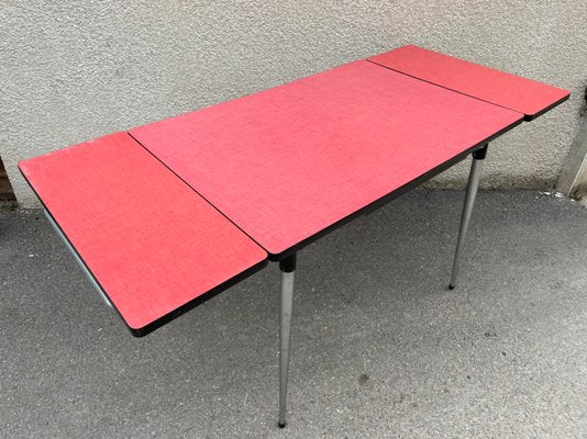 Extendable Red Formica Dining Table, 1950s-SDV-864641