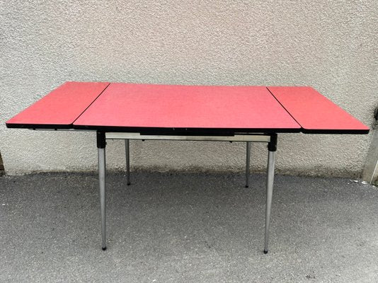 Extendable Red Formica Dining Table, 1950s-SDV-864641