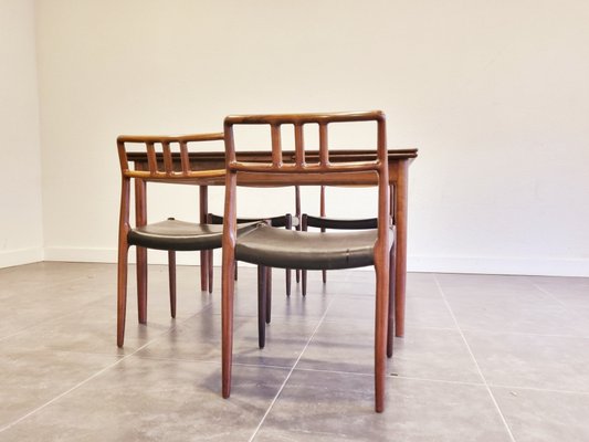 Extendable Rosewood Model 79 Dining Table & Chairs by Niels O. Møller for J.L. Møllers, 1950s, Set of 5-LDW-1138832