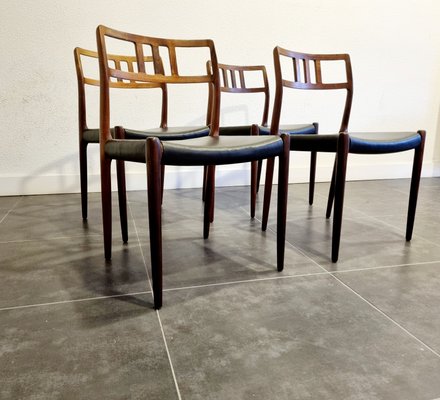 Extendable Rosewood Model 79 Dining Table & Chairs by Niels O. Møller for J.L. Møllers, 1950s, Set of 5-LDW-1138832