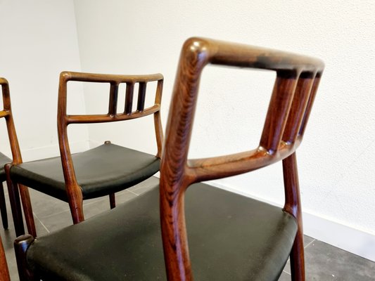 Extendable Rosewood Model 79 Dining Table & Chairs by Niels O. Møller for J.L. Møllers, 1950s, Set of 5-LDW-1138832