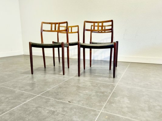 Extendable Rosewood Model 79 Dining Table & Chairs by Niels O. Møller for J.L. Møllers, 1950s, Set of 5-LDW-1138832